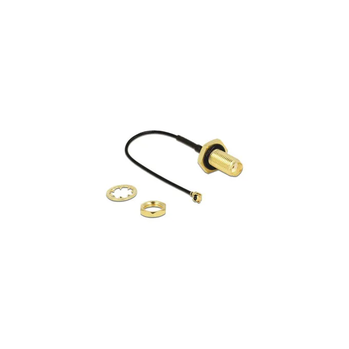 DELOCK Antennenkabel SMA Buchse zum Einbau to MHF U.FL-LP-068 kompatibler Stecker 100mm 1.13 Gewindelnge 10mm spritzwa... — image 1