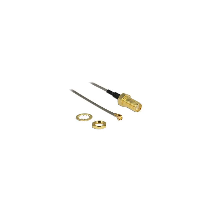 Delock Antennenkabel SMA Buchse zum Einbau zu I-PEX Inc.. MHF® I Stecker 1.37 20 cm Gewindelänge 10 mm — image 1