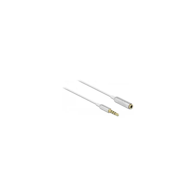 Delock Audio Verlängerungskabel Klinke 3.5 mm 4 Pin Stecker zu Buchse Ultra Slim 0.5 m weiß — image 1