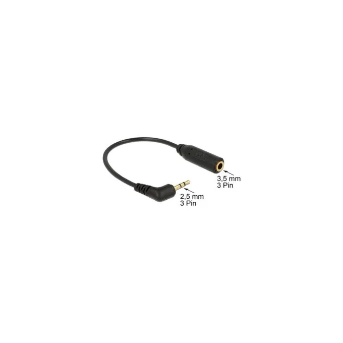 Delock Audiokabel Klinkenstecker 2.5 mm 3 Pin gewinkelt to Klinkenbuchse 3.5 mm 3 Pin — image 2