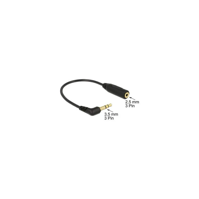 Delock Audiokabel Klinkenstecker 3.5 mm 3 Pin gewinkelt to Klinkenbuchse 2.5 mm 3 Pin — image 2