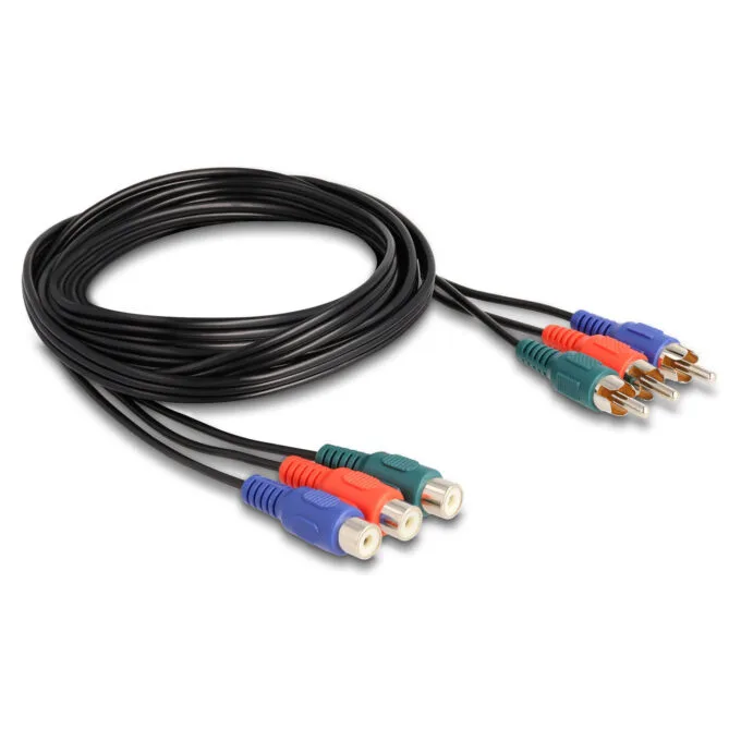 Delock Cinch RGB Verlängerungskabel 3 x Stecker zu 3 x Buchse 1 m — image 2