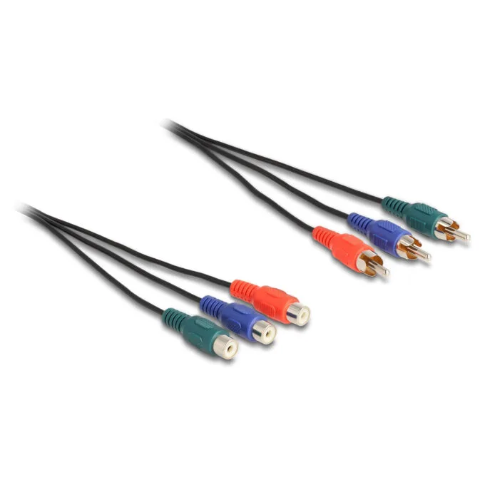 Delock Cinch RGB Verlängerungskabel 3 x Stecker zu 3 x Buchse 3 m — image 1