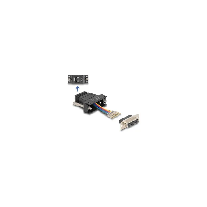 Delock D-Sub 15 Pin Buchse zu RJ12 Buchse Montagesatz schwarz — image 1