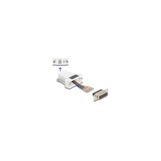 Delock D-Sub 15 Pin Buchse zu RJ12 Buchse Montagesatz weiß — image 1
