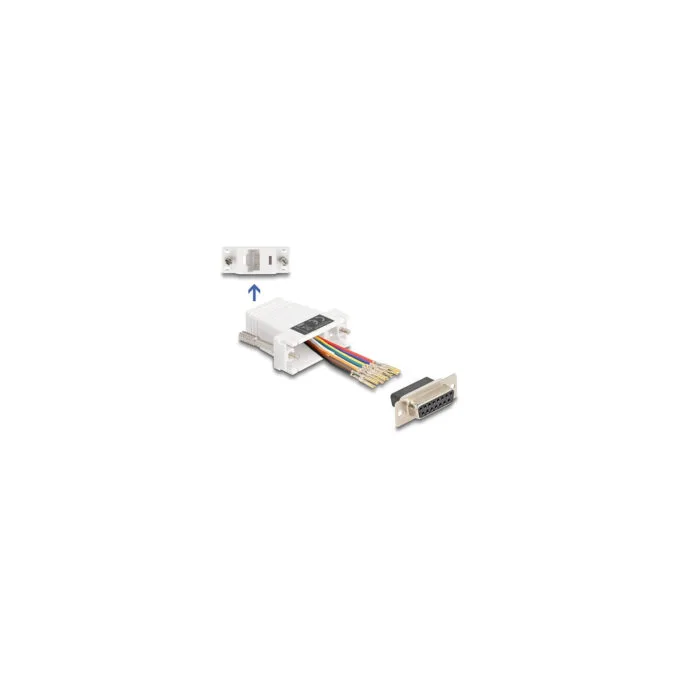 Delock D-Sub 15 Pin Buchse zu RJ45 Buchse Montagesatz weiß — image 1