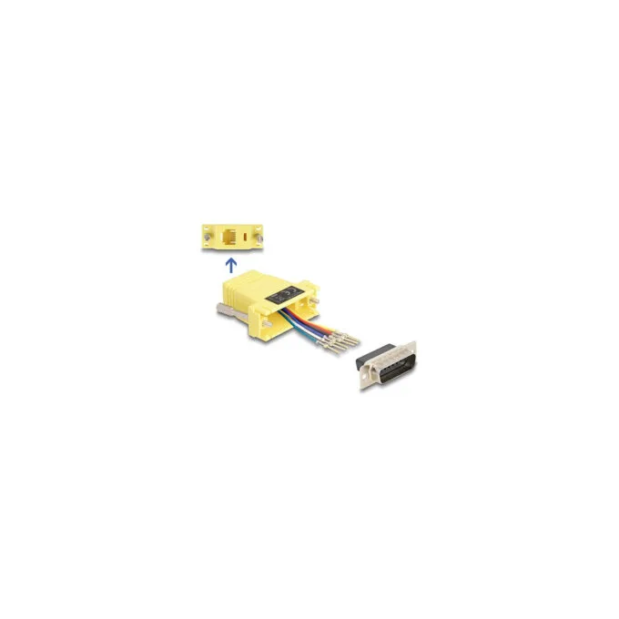 Delock D-Sub 15 Pin Stecker zu RJ12 Buchse Montagesatz gelb — image 1