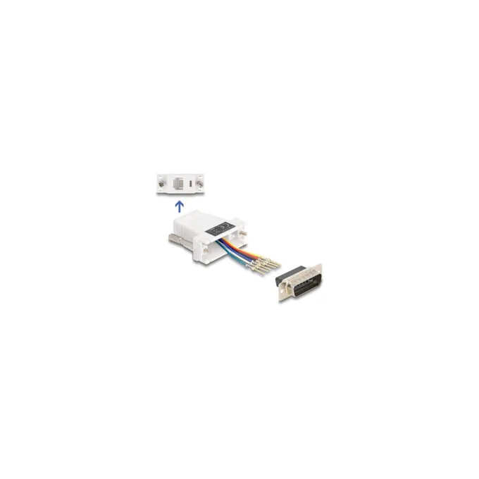 Delock D-Sub 15 Pin Stecker zu RJ12 Buchse Montagesatz weiß — image 1