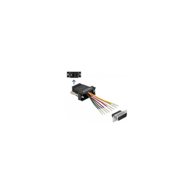 Delock D-Sub 15 Pin Stecker zu RJ45 Buchse Montagesatz schwarz — image 1