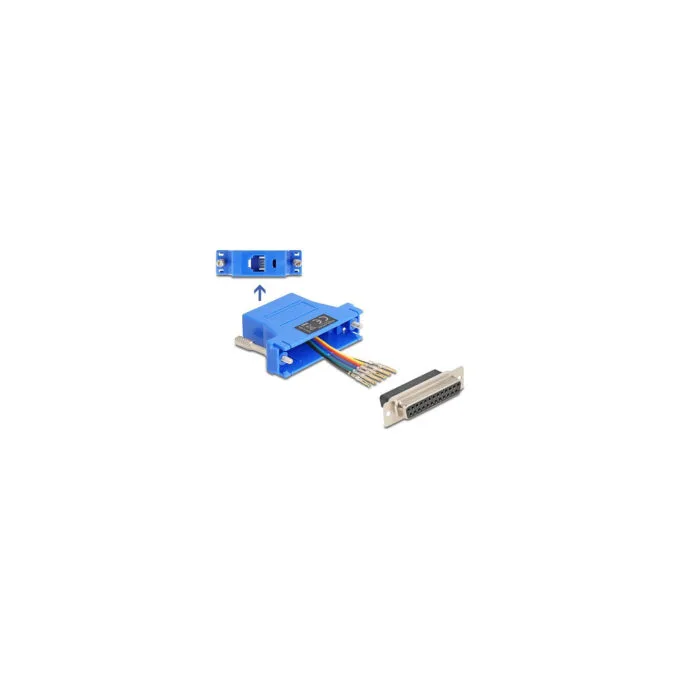 Delock D-Sub 25 Pin Buchse zu RJ12 Buchse Montagesatz blau — image 1