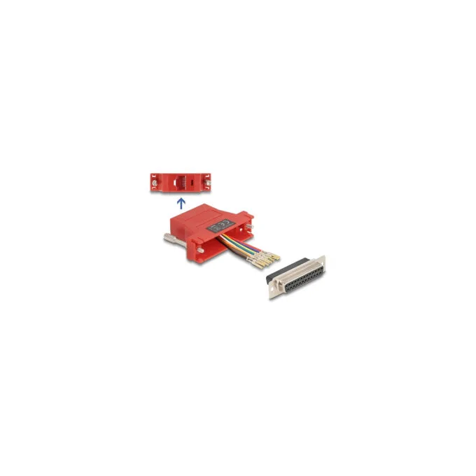 Delock D-Sub 25 Pin Buchse zu RJ45 Buchse Montagesatz rot — image 1