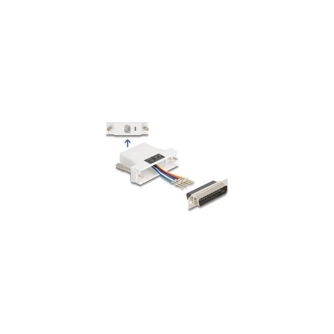 Delock D-Sub 25 Pin Stecker zu RJ12 Buchse Montagesatz weiß — image 1