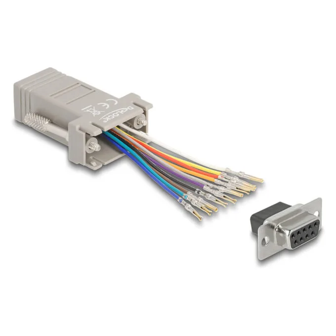 Delock D-Sub 9 Pin Buchse zu RJ50 Buchse Montagesatz grau — image 1