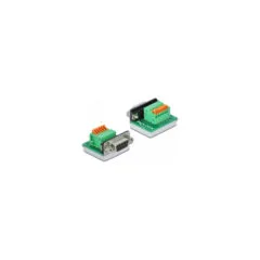 Delock D-Sub9 Buchse zu Terminalblock mit Drucktaster horizontal