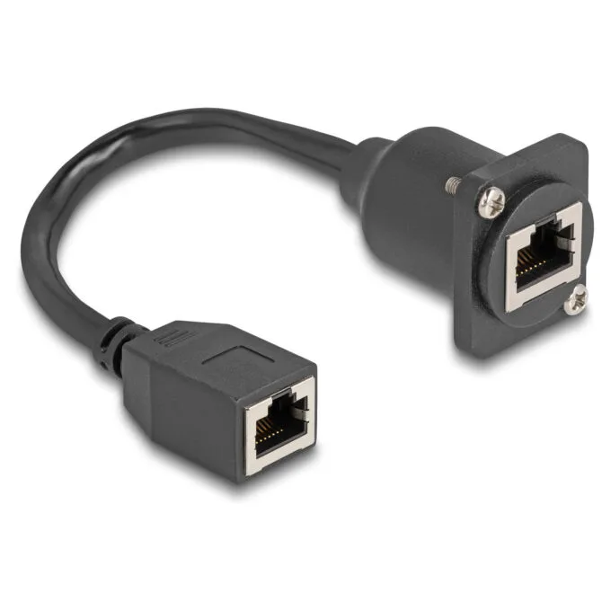 Delock D-Typ RJ45 Kabel Buchse zu Buchse Cat.5e schwarz 20 cm — image 2