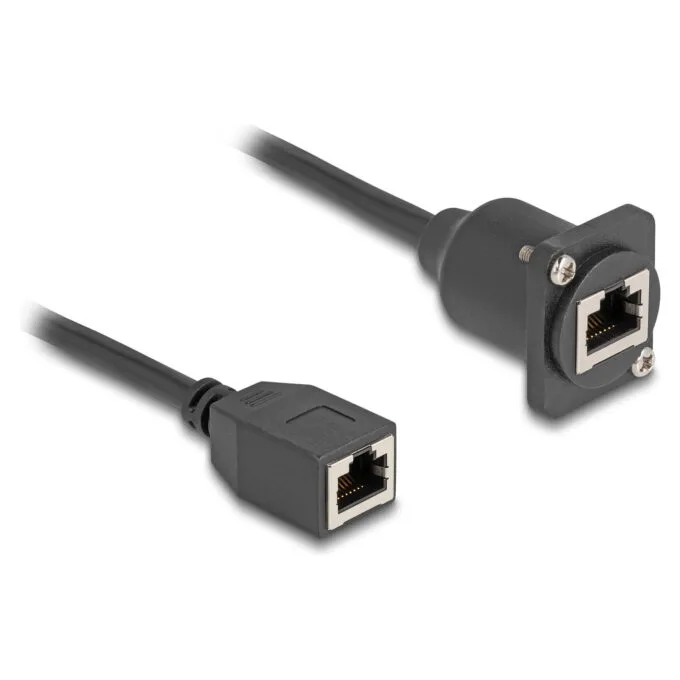 Delock D-Typ RJ45 Kabel Buchse zu Buchse Cat.5e schwarz 20 cm — image 1