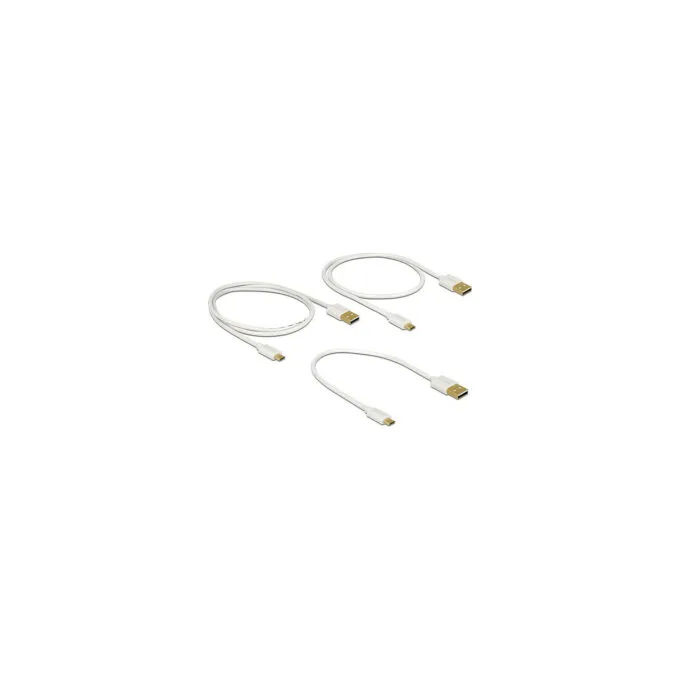 Delock Daten- und Schnellladekabel USB 2.0 Typ-A Stecker to USB 2.0 Typ Micro-B Stecker 3 Stück Set weiß — image 1