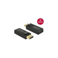 DELOCK DisplayPort 1.2 to HDMI Active Adapter - DP Male to HDMI Female, Black, 4K