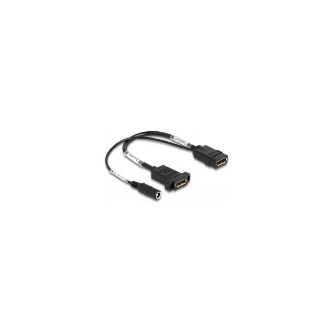 Delock DisplayPort Kabel 4K 60 Hz mit DC Einspeisung 2.1 x 5.5 mm 0.30 m zum Einbau — image 1