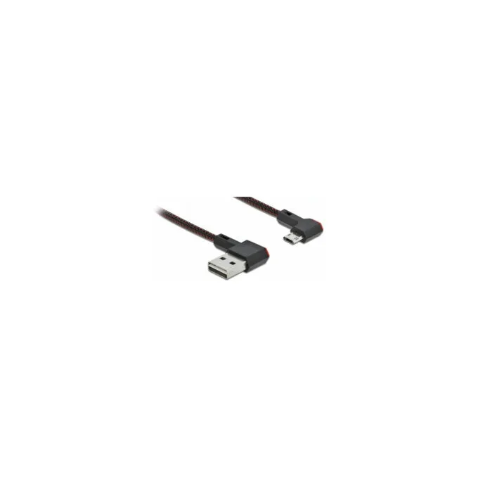 Delock EASY-USB 2.0 Kabel Typ-A Stecker zu EASY-USB Typ Micro-B Stecker gewinkelt links rechts 1 m schwarz — image 1