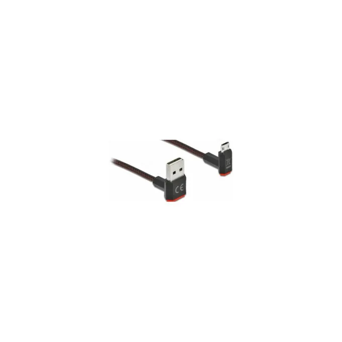 Delock EASY-USB 2.0 Kabel Typ-A Stecker zu EASY-USB Typ Micro-B Stecker gewinkelt oben unten 0.2 m schwarz — image 1