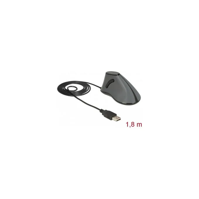 DELOCK ergonom. Maus vertikal optisch 5-Tasten + 1.8m Kabel — image 2