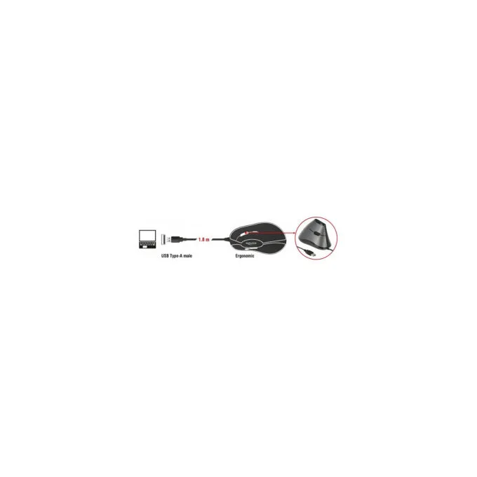 DELOCK ergonom. Maus vertikal optisch 5-Tasten + 1.8m Kabel — image 3