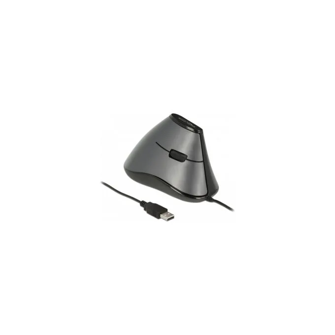 DELOCK ergonom. Maus vertikal optisch 5-Tasten + 1.8m Kabel — image 1