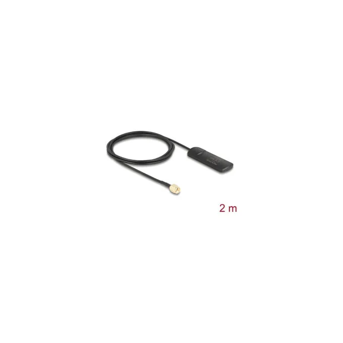 Delock GSM UMTS LTE WLAN 2.4 GHz Antenne SMA Stecker 2 dBi omnidirektional starr schwarz Klebemontage — image 1