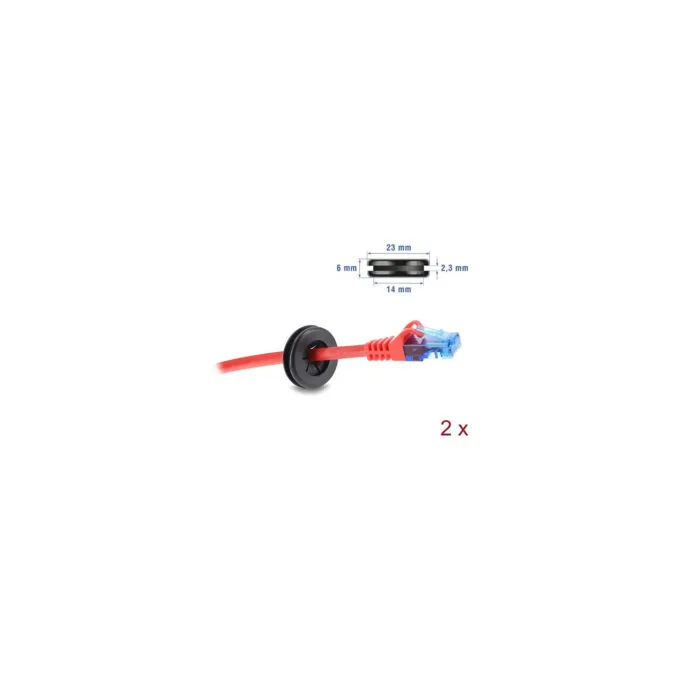 Delock Gummi Kabeldurchführung rund Ø 16 mm schwarz 2 Stück — image 3