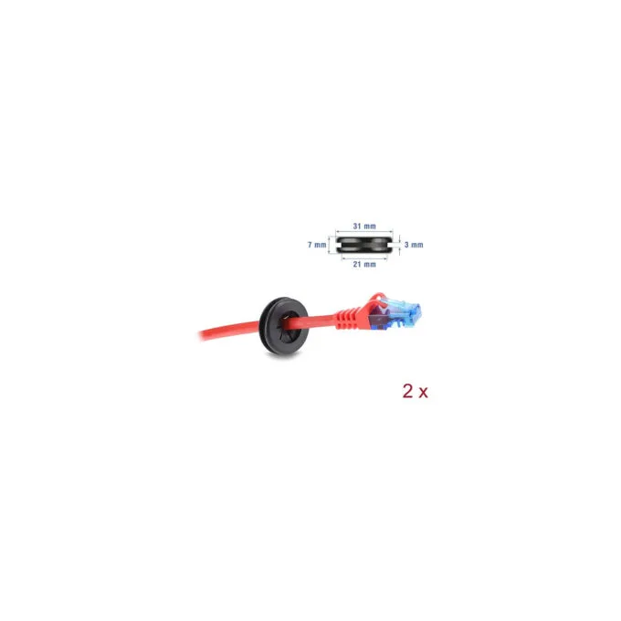 Delock Gummi Kabeldurchführung rund Ø 25 mm schwarz 2 Stück — image 3