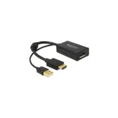 DELOCK HDMI-A to DisplayPort 1.2 Adapter Cable - Black, 0.254 m, HDMI Male to DP Female