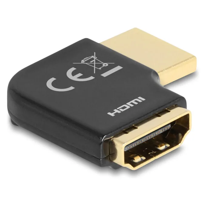 Delock HDMI Adapter Stecker zu Buchse 90° links gewinkelt 8K 60 Hz Metall — image 1