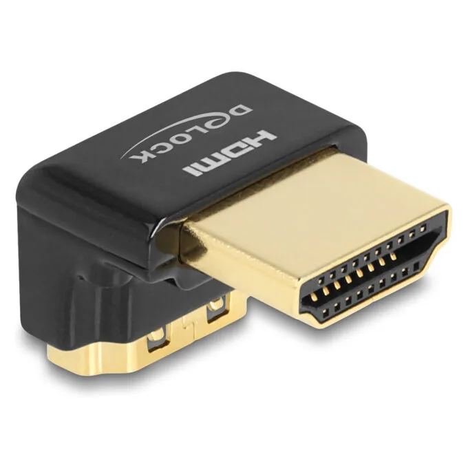 Delock HDMI Adapter Stecker zu Buchse 90° unten gewinkelt 8K 60 Hz Metall — image 1