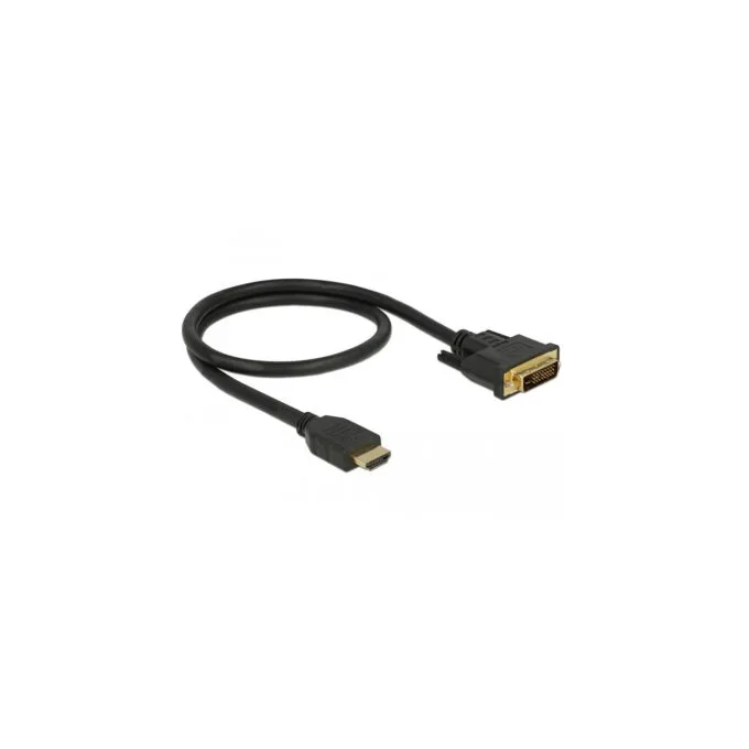 DELOCK HDMI to DVI 24+1 Cable - Model 85651 - 0.5 m, Black, Gold-Plated, Bidirectional, HDMI Type A to DVI Male — image 2