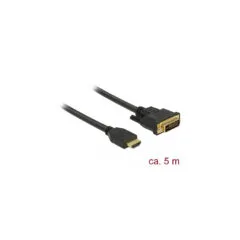 DELOCK HDMI to DVI Cable 24+1 - 85656 - Black, 5 m, Bidirectional, Gold-Plated