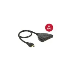 DELOCK HDMI UHD Switch - 3 x HDMI in to 1 x HDMI out - 4K - with integrated cable 50 cm