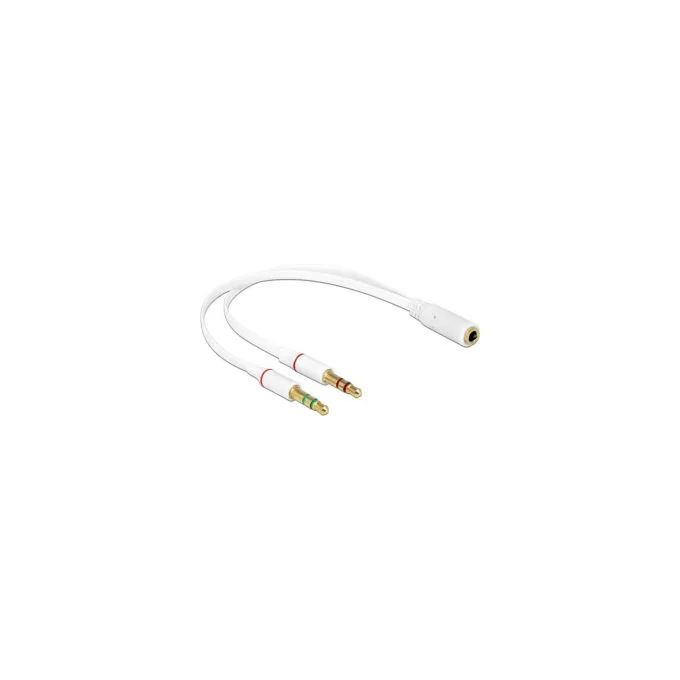 Delock Headset Adapter 1 x 3.5 mm 4 Pin Klinkenbuchse to 2 x 3.5 mm 3 Pin Klinkenstecker — image 1
