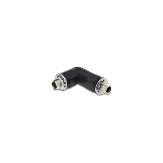 Delock Hohlstecker Adapter DC 5.5 x 2.5 mm Buchse auf Buchse mit Gewinde gewinkelt 90° — image 1