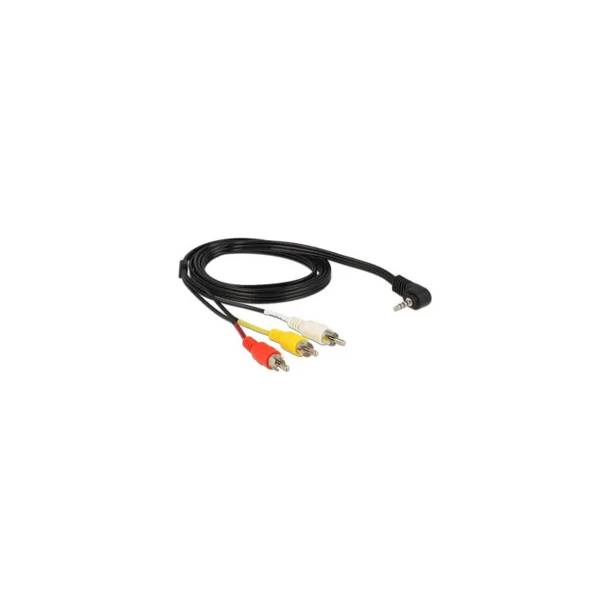 Delock Kabel Klinke 3.5 mm 4 Pin Stecker gewinkelt to 3 x Cinchstecker 1.5 m — image 3
