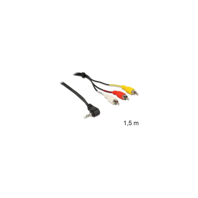 Delock Kabel Klinke 3.5 mm 4 Pin Stecker gewinkelt to 3 x Cinchstecker 1.5 m — image 1