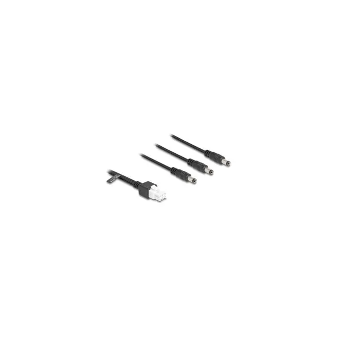 Delock Kabel Mini-Fit 4.2 mm 6 Pin Stecker zu 3 x DC 5.5 x 2.5 mm Stecker schwarz — image 1