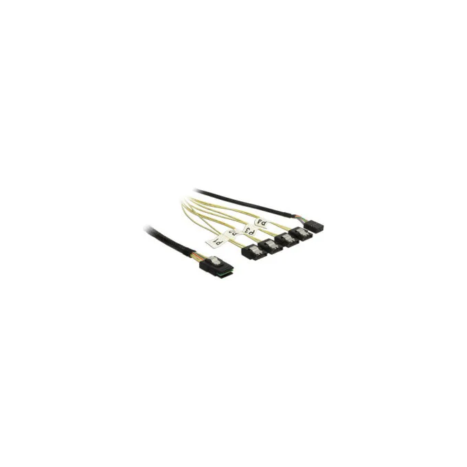 Delock Kabel Mini SAS SFF-8087 to 4 x SATA 7 Pin Reverse + Sideband 1 m — image 1