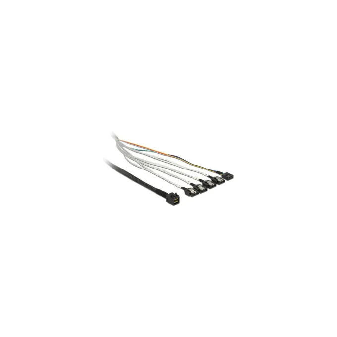 Delock Kabel Mini SAS SFF-8643 to 4 x SATA 7 Pin + Sideband 0.5 m Metall — image 1