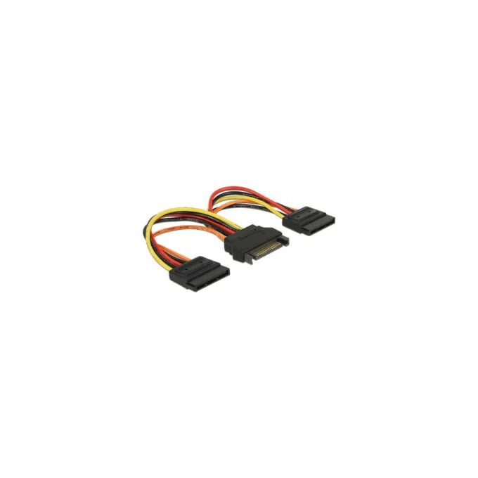 Delock Kabel Power SATA 15 Pin Stecker to 2 x Power SATA 15 Pin Buchse 15 cm — image 1
