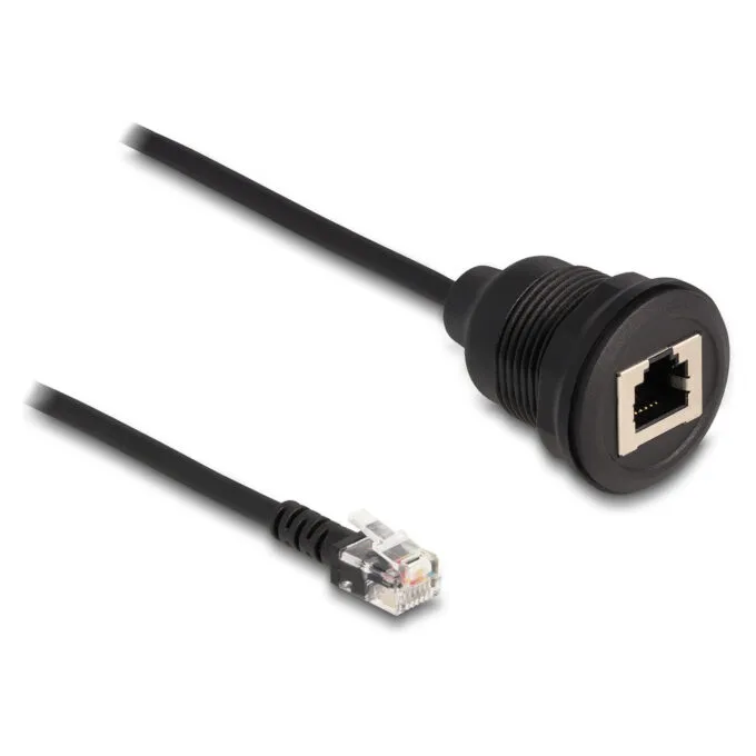 Delock Kabel RJ12 Stecker zu RJ12 Buchse zum Einbau 30 cm schwarz — image 1