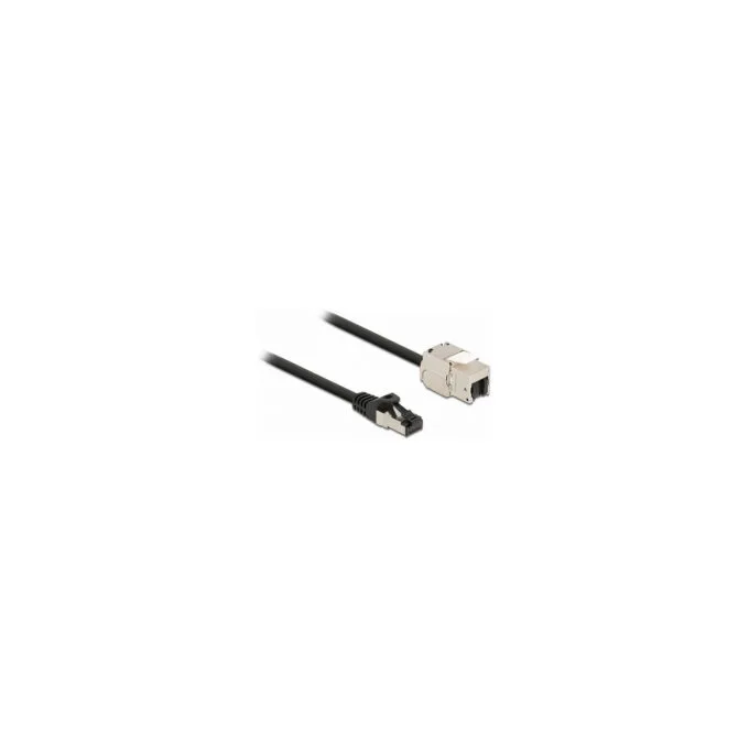 Delock Kabel RJ45 Stecker zu Keystone Modul RJ45 Buchse Cat.6A 25 cm schwarz — image 1