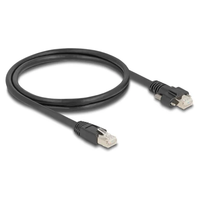 Delock Kabel RJ45 Stecker zu RJ45 Stecker mit Schraubenabstand 20 mm für GigE Kamera Cat.6A S FTP 1 m schwarz — image 2