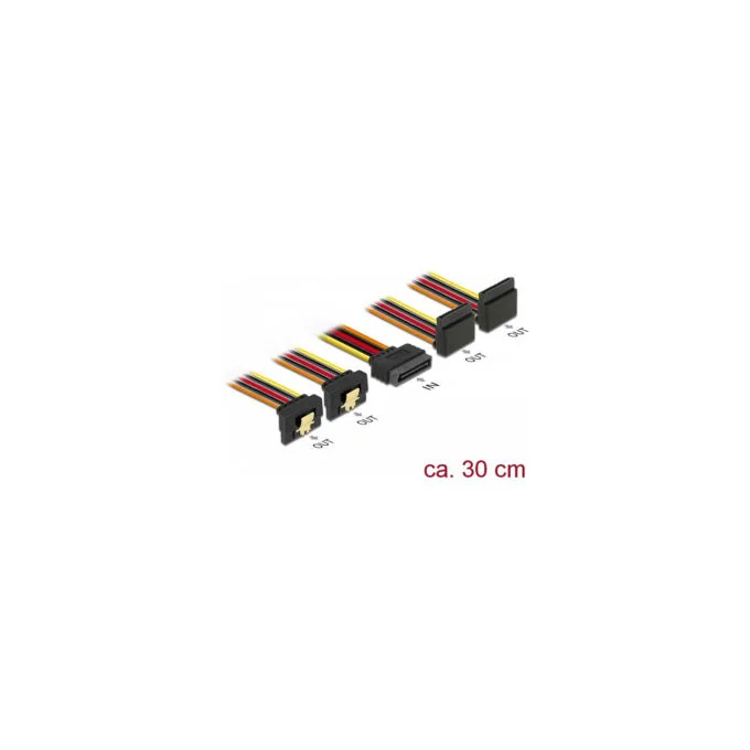 Delock Kabel SATA 15 Pin Strom Stecker mit Einrastfunktion to SATA 15 Pin Strom Buchse 2 x unten 2 x oben 30 cm — image 1