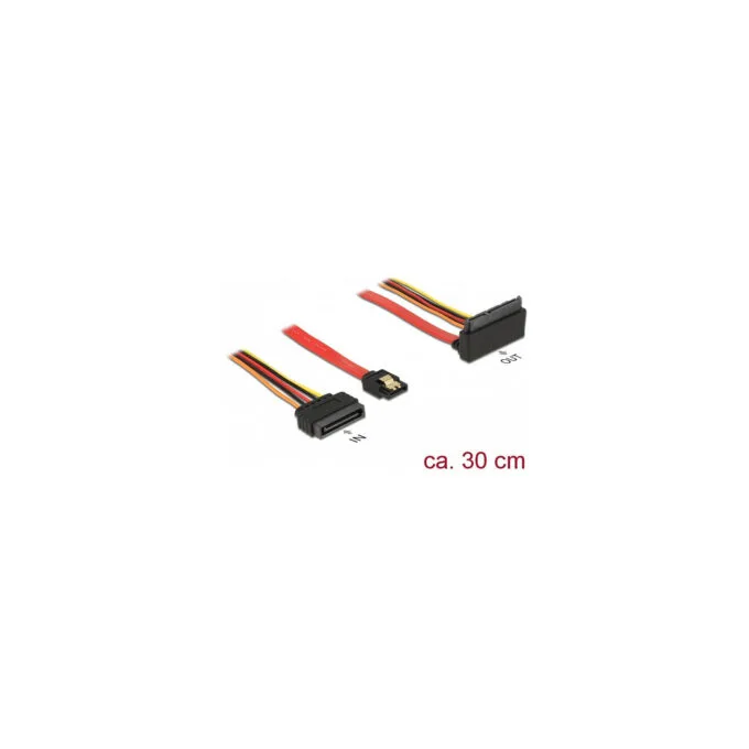 Delock Kabel SATA 6 Gb s 7 Pin Buchse + SATA 15 Pin Strom Stecker to SATA 22 Pin Buchse oben gewinkelt Metall 30 cm — image 1